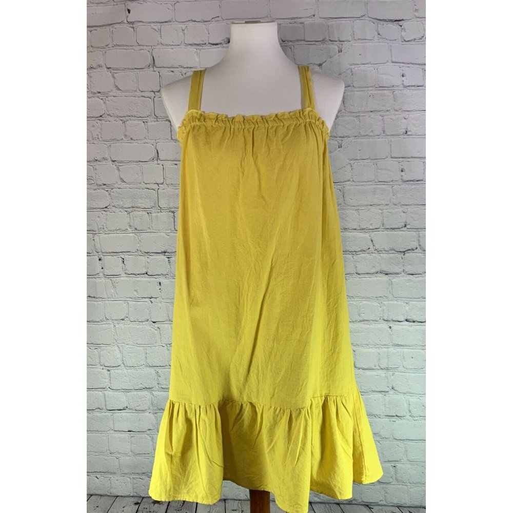 GOA Beachwear by Japna Size L Cotton Flax Dress Swimsuit Cover Up